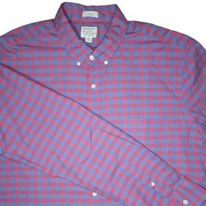 J. Crew Mens Classic Red Blue Checkered Long Button up Size XL